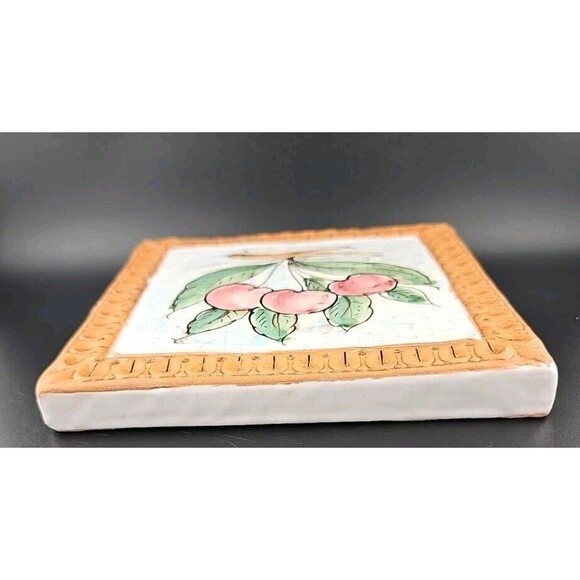 Horchow Italian Glazed Terracotta 6.5" Radish Fruits Wall Art Tiles Italy - Picture 5 of 7